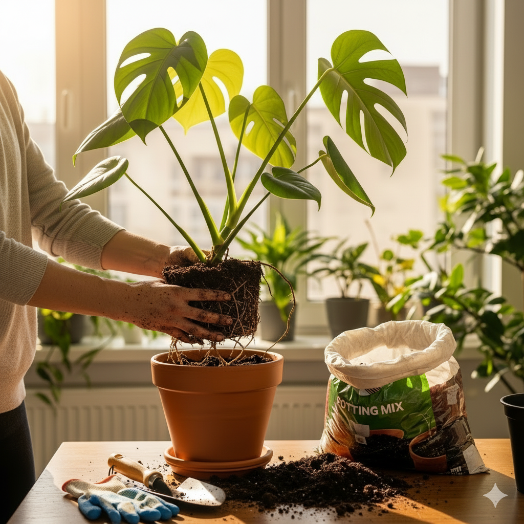 Repotting a Monstera